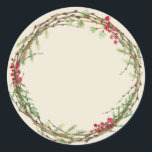 Christmas Jam Canning Rustic Homemade Mason Jar Classic Round Sticker<br><div class="desc">Rustic and modern Christmas homemade jam canning mason jar sticker with a lovely Christmas holiday wreath with greenery and berries on an antique white background. Simply add your name and the product name to the label. Exclusively designed for you by Happy Dolphin Studio. If you need any help or matching...</div>