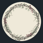 Christmas Jam Canning Rustic Homemade Mason Jar Classic Round Sticker<br><div class="desc">Rustic and modern Christmas homemade jam canning mason jar sticker with a lovely Christmas holiday wreath with greenery and berries on an antique white background. Simply add your name and the product name to the label. Exclusively designed for you by Happy Dolphin Studio. If you need any help or matching...</div>