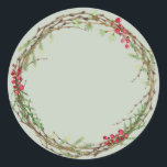 Christmas Jam Canning Rustic Homemade Pastel Green Classic Round Sticker<br><div class="desc">Rustic and modern Christmas homemade jam canning mason jar sticker with a lovely Christmas holiday wreath with greenery and berries on a pastel green background. Simply add your name and the product name to the label. Exclusively designed for you by Happy Dolphin Studio. If you need any help or matching...</div>