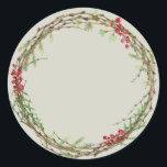 Christmas Jam Canning Rustic Homemade Sage Green Classic Round Sticker<br><div class="desc">Rustic and modern Christmas homemade jam canning mason jar sticker with a lovely Christmas holiday wreath with greenery and berries on a sage green background. Simply add your name and the product name to the label. Exclusively designed for you by Happy Dolphin Studio. If you need any help or matching...</div>