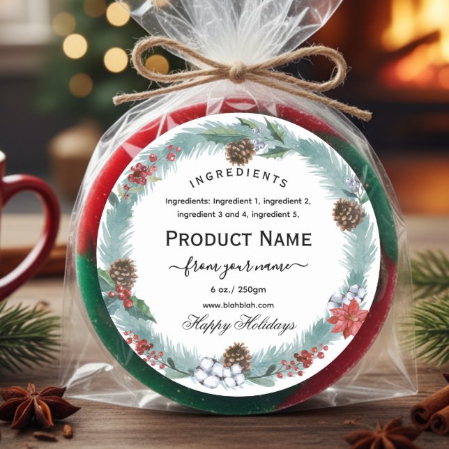 Christmas jam ingredient Label with wreath (Creator Uploaded)