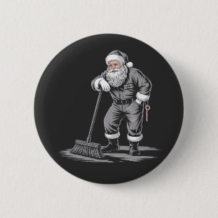Christmas Janitor Santa Xmas Cleaning 6 Cm Round Badge