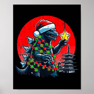 Christmas Japanese Monster Santa Star Xmas Women K Poster