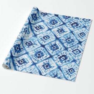 Christmas Japanese Tie Dye Shibori Pattern Holiday Wrapping Paper
