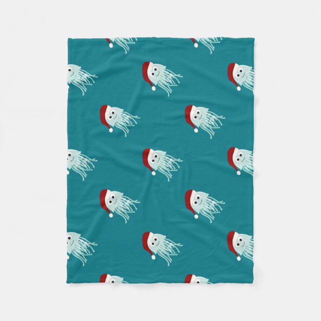 Christmas Jellyfish Fleece Blanket (Front)