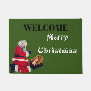 CHRISTMAS JESUS AND SANTA   DOORMAT