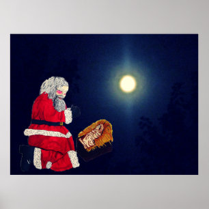 CHRISTMAS JESUS AND SANTA  POSTER