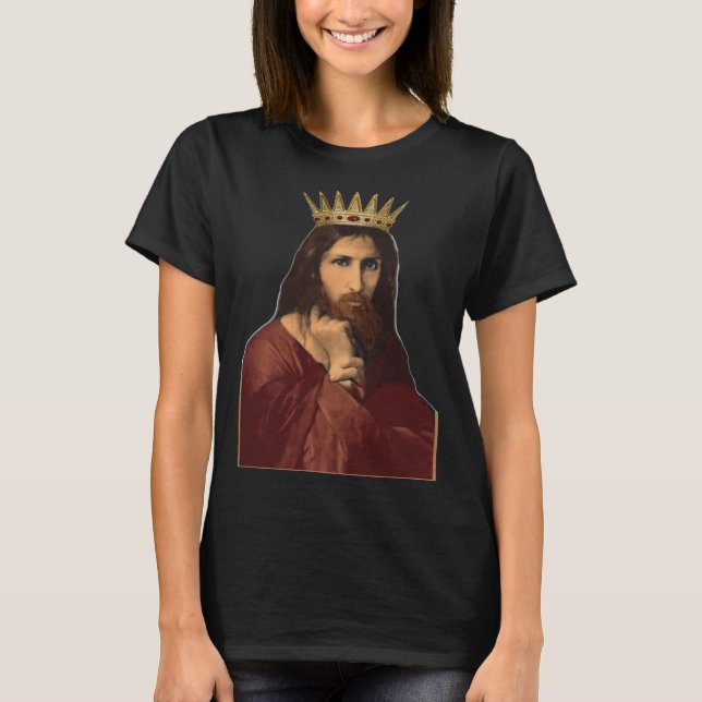 Christmas Jesus Christ Crowned King Portrait Women T-Shirt (Front)