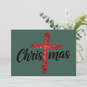 Christmas Jesus Cross Christian Faith Religion Holiday Card