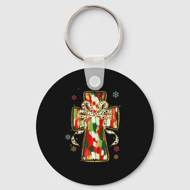 Christmas Jesus Is The Reason Christian Cross Coqu Key Ring (Front)