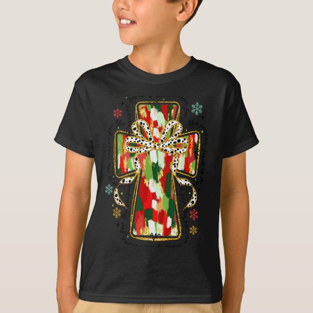 Christmas Jesus Is The Reason Christian Cross Coqu T-Shirt (Front)