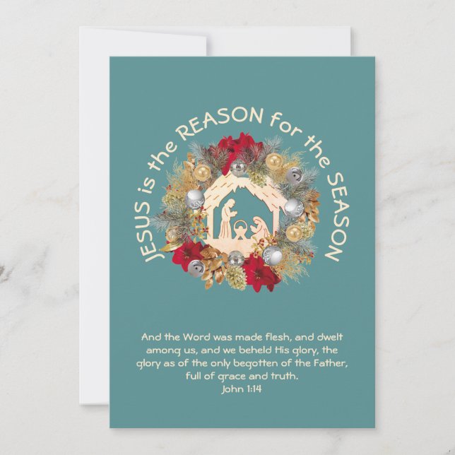 Christmas JESUS IS THE REASON Christian Holiday Card (Front)