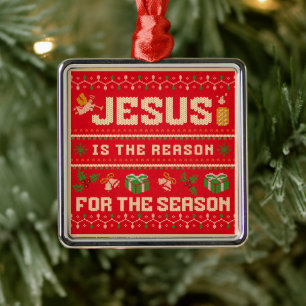Christmas Jesus Is The Reason For The Season Metal Ornament