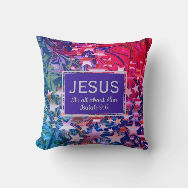 Christmas | JESUS | Isaiah 9:6 | Abstract | PURPLE Cushion (Front)