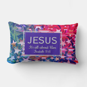 Christmas   JESUS   Isaiah 9:6   Abstract   PURPLE Lumbar Cushion