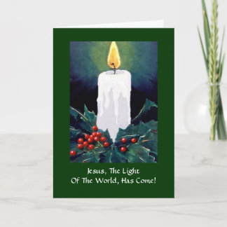 CHRISTMAS: JESUS, LIGHT, CANDLE: ART HOLIDAY CARD