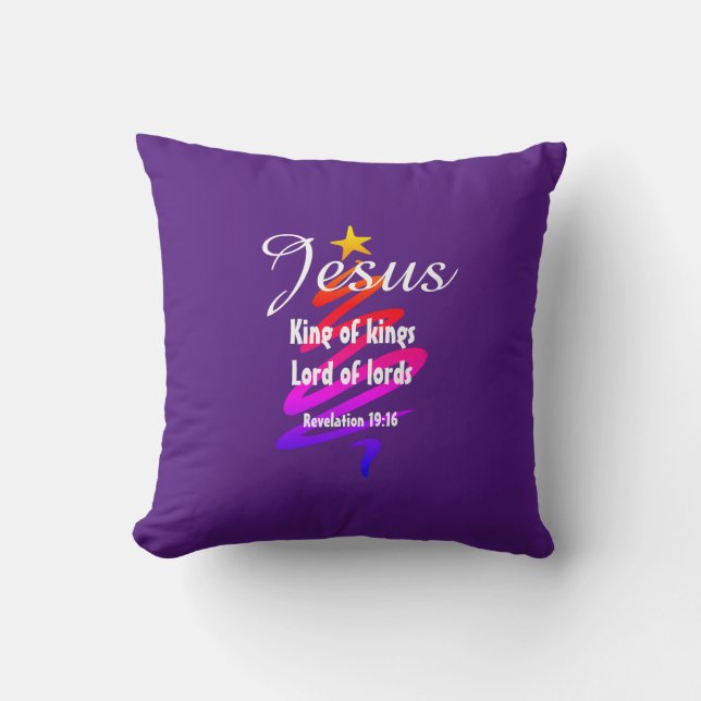 Christmas JESUS LORD OF LORDS Customised PURPLE Cushion (Front)