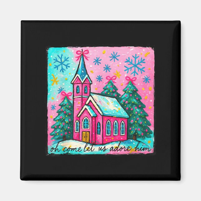 Christmas Jesus Oh Come Let Us Adore Him Funny Chr Magnet (Front)