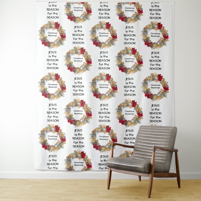 Christmas | JESUS REASON SEASON | Festive Wreath Tapestry (In Situ)
