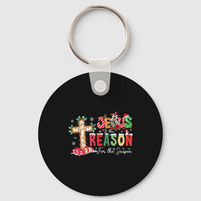 Christmas Jesus Reason Season Xmas Christian Men W Key Ring (Front)