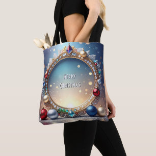Christmas Jewel Frame Holiday Tote Bag
