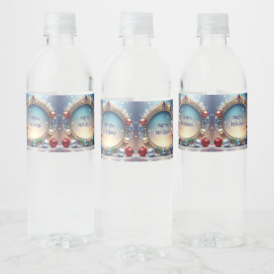 Christmas Jewel Frame Holiday Water Bottle Label