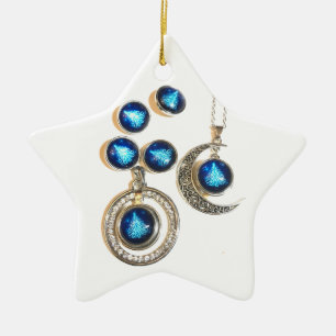 Christmas jewellery Tree blue black bright Moon Ceramic Ornament