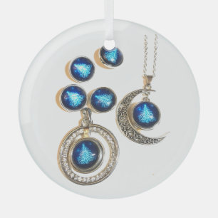 Christmas jewellery Tree blue black bright Moon Glass Tree Decoration