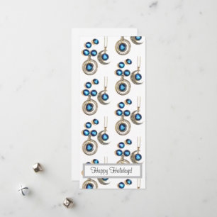Christmas jewellery Tree blue black bright Moon  Holiday Card