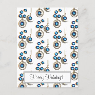Christmas jewellery Tree blue black bright Moon Holiday Postcard