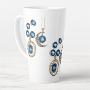 Christmas jewellery Tree blue black bright Moon Latte Mug