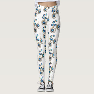 Christmas jewellery Tree blue black bright Moon  Leggings