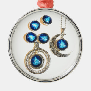 Christmas jewellery Tree blue black bright Moon Metal Ornament