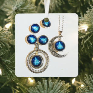 Christmas jewellery Tree blue black bright Moon Metal Tree Decoration