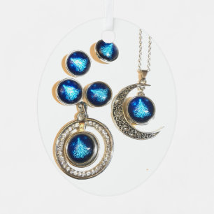 Christmas jewellery Tree blue black bright Moon Metal Tree Decoration