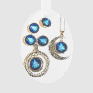 Christmas jewellery Tree blue black bright Moon Ornament
