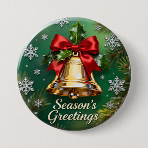 Christmas Jingle Bell Season's Greetings Pin Butto
