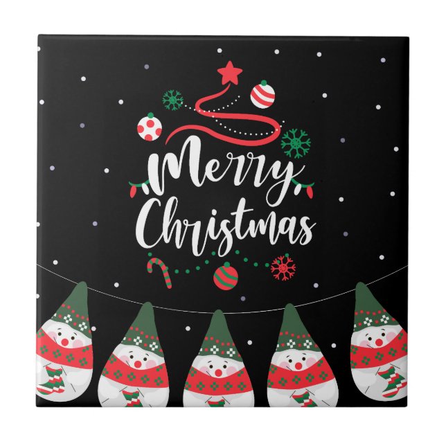Christmas Jingle Bells Joyful Greetings Collection Ceramic Tile (Front)