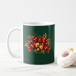 Christmas Jingle Bells Red Bow Festive Coffee Mug