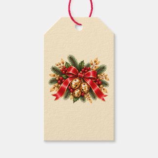 Christmas Jingle Bells Red Bow Festive Gift Tags