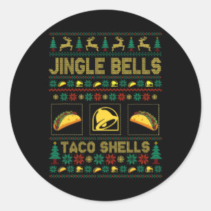Christmas Jingle Bells Taco Shells Fun Ugly Xmas Classic Round Sticker