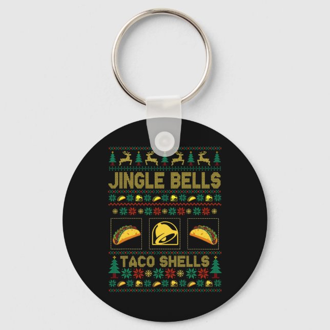 Christmas Jingle Bells Taco Shells Fun Ugly Xmas   Key Ring (Front)