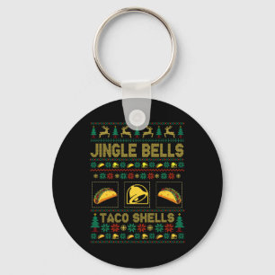 Christmas Jingle Bells Taco Shells Fun Ugly Xmas  Key Ring