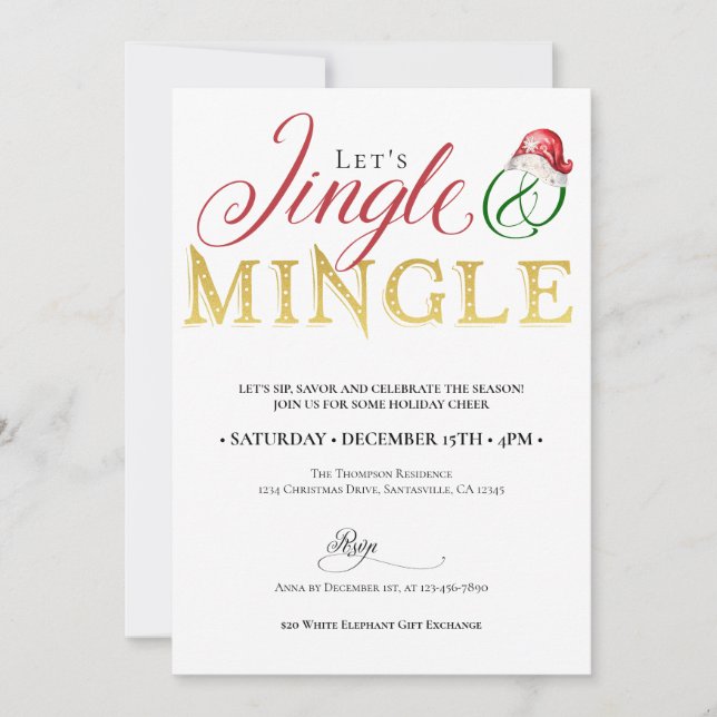 Christmas Jingle Mingle Xmas Holiday Season Party Invitation (Front)