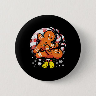 Christmas Jiu Jitsu Gingerbread Xmas Bjj Wrestling 6 Cm Round Badge
