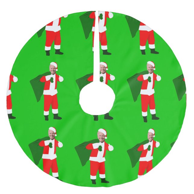 christmas joe biden santa brushed polyester tree skirt (Front)
