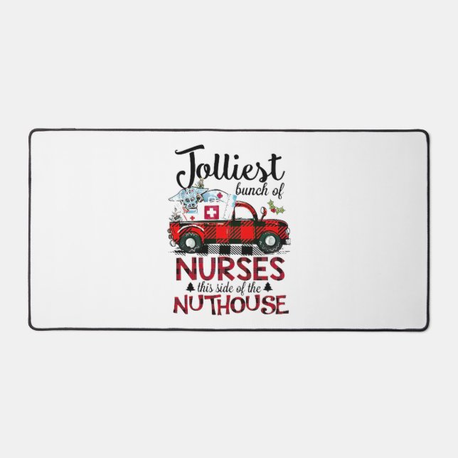 Christmas Jolliest Bunch Of Nurses This Side Of Th Desk Mat (Front)