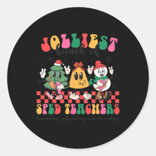 Christmas Jolliest Bunch Of Sped Teachers Cute Gro Classic Round Sticker