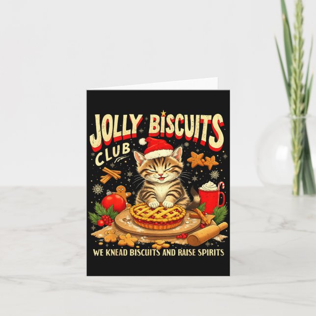 Christmas Jolly Biscuits Club Cute Cat Lovers Baki Card (Front)
