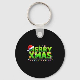 Christmas Jolly Creeper Pixel Art Xmas Funny Gamer Key Ring